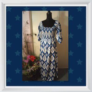 Geometric Shapes on White Maxi Dress